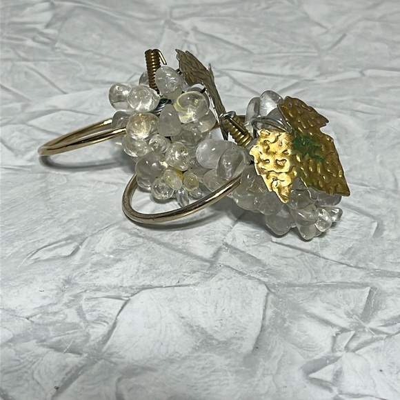 Set of 12 natural stone and brass grape cluster napkin rings mcm boho - Picture 6 of 16